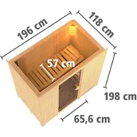 Karibu Sauna Innensauna Variado Fronteinstieg ohne Zubehör 196x118x198 cm ohne Dachkranz mit Energiespartür