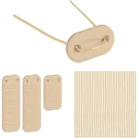 Relaxdays Sichtschutz Befestigung, je 52 Befestigungsdrähte & Plättchen, Befestigungskit für Sichtschutzmatten, beige