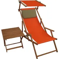Erst-Holz Liegestuhl terracotta Gartenstuhl Tisch Sonnendach Kissen Deckchair Buche Strandstuhl 10-309STKD