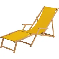 Erst-Holz Liegestuhl gelb Strandliege Tisch Sonnenliege Relaxliege Deckchair Buche hell Fußteil 10-302NFT