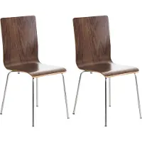 CLP 2er Set Besucherstuhl Pepe mit Holzsitz und Metallgestell walnuss