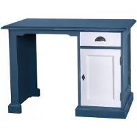 Casa Padrino Landhausstil Schreibtisch im Antik Stil Blau / Weiß 110 x 70 x H. 78 cm - Massivholz Büromöbel