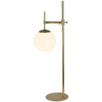 Casa Padrino Tischleuchte Gold 17 x H. 65 cm - Exklusive Wohnzimmer Tischlampe aus Metall und Mattglas