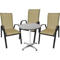 Mojawo Bistro Sitzgarnitur Bistrogarnitur 4-teilig Anthrazit/Beige