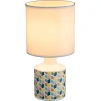 Globo Lighting Tischleuchte, Keramik, Stoff Schirm, Rauten Muster, SIULA