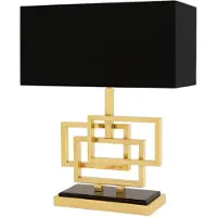 Casa Padrino Luxus Tischleuchte Gold / Lampenschirm Schwarz 48 x 40 cm - Leuchte - Luxury Collection