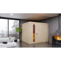 Karibu Sauna Innensauna Gobin Fronteinstieg ohne Zubehör 231x196x198 cm ohne Dachkranz mit Energiespartür