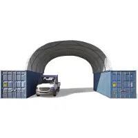 TOOLPORT Container Überdachung Contop 8x6m – PVC Plane 2300N weiß – Lagerhalle Schüttgut Unterstand Zelthalle