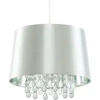 Etc-shop LED Kristall Hängelampe, Kunstseide, silber Höhe 153 cm