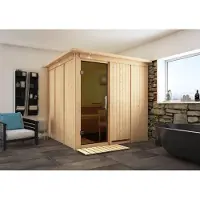 Karibu Sauna Innensauna Rodin Fronteinstieg ohne Zubehör 196x196x198 cm ohne Dachkranz mit Graphittür