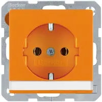 Berker Steckdose SCHUKO mit Beschriftungsfeld Q.1/Q.3 orange, samt