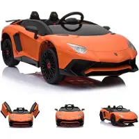 Es-toys Kinder Elektroauto Lamborghini Aventador SV EVA-Reifen Kunstledersitz