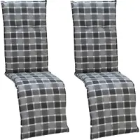 NYVI Auflage Barcelona für Relaxliegen / Relaxstühle 171x50 cm 2er Set Grau / Anthrazit Karo - Liegenauflage mit Komfortschaumkern und Bezug - Sitzpolster für Gartenliegen & Relaxsessel