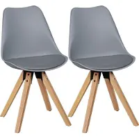 KADIMA DESIGN 2er Set Retro Esszimmerstuhl LIMA grau, Polsterstuhl Skandinavisch Rückenlehne, Küchenstuhl Kunstleder gepolstert