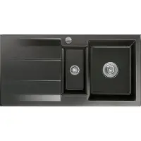 SYSTEMCERAM Spüle KeraDomo GENEA 100 in NERO mit Excenterbedienung / Einbauspüle