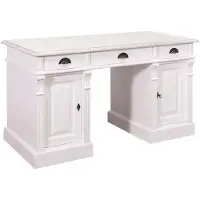 Casa Padrino Landhausstil Massivholz Schreibtisch mit 3 Schubladen und 2 Türen Weiß 140 x 70 x H. 78 cm - Landhausstil Büromöbel