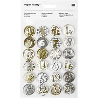 Rico Adventskalender Buttons - 25mm 24 Stück Gold/Silber