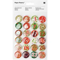 Rico Adventskalender Buttons - 25mm 24 Stück Grün/Rot