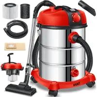 MASKO Industriestaubsauger, Nass Trockensauger HEPA, 3 in 1 Filtersystem, 58 l/s Werkstattsauger mit Steckdose, 2300W, 30L, Industriesauger mit & ohne Beutel, Filter + Aufsätze, Push&Clean