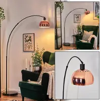 Hofstein Gavirate Stehlampe aus Metall mit Marmorfuß in Schwarz/Kupferfarben/Weiß