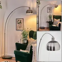 Hofstein Gavirate Stehlampe aus Metall in Nickel-matt/Schwarz/Weiß mit Marmorfuß