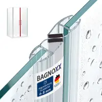 Bagnoxx 2x 2m Duschdichtung versetzt, Magnet Dichtung für Duschkabine, 8mm Glasstärke, 90 & 180 Grad, transparent, magnetische Duschtürdichtung an Glastür oder Schiebetür, einseitige Öffnung