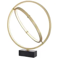 Casa Padrino Luxus LED Tischleuchte Antik Messing / Schwarz Ø 70 x H. 79 cm - Dimmbare Designer Tischlampe mit Marmorsockel - Luxus Kollektion