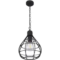 Globo Hängeleuchte, Metall, schwarz, Gitterschirm, E27, D 25 cm