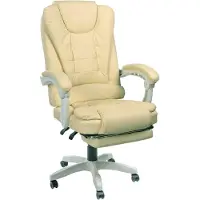 Trisens Schreibtischstuhl Design Bürostuhl Racing Chair Chefsessel Fußstütze,Farbe:Beige