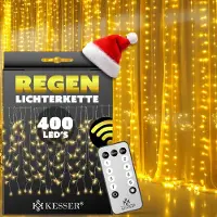 Kesser Regenlichterkette Lichterkette inkl Fernbedienung - 8 Leuchteffekte - Timer - In- & Outdoor Regenkette Deko Weihnachtsbeleuchtung Party