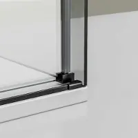NEXTREND - GmbH Eckdusche mit Schiebetür Soft-Close DX906 FLEX - 8 mm - Nano Echtglas - Profile - Schwarz matt - Breiten wählbar, Breite Schiebetür-Element:100 cm, Breite Seitenwand:90cm