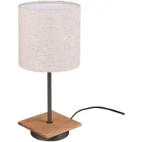 Etc-shop Tischleuchte, Textil, Holz, weiß, nickel-antik, H 40 cm