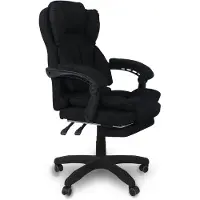 Trisens Schreibtischstuhl Bürostuhl Stoff Gamingstuhl Racing Chair Chefsessel mit Fußstütze,Farbe:Schwarz