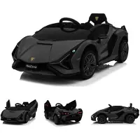 Es-toys Kinder Elektroauto Lamborghini Sian EVA-Reifen Flügeltüren Scheinwerfer schwarz
