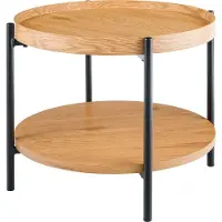 DELUKE Couchtisch HONIM - Holz Natura 50x50x40 cm | Sofatisch Rund Beistelltisch Holz Wohnzimmertisch Klein