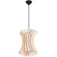 Etc-shop Holzleuchte, Lamellenstil, Holz, natur, schwarz, E27