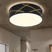 Etc-shop LED Deckenleuchte, schwarz, rund, goldfarben, 40 cm