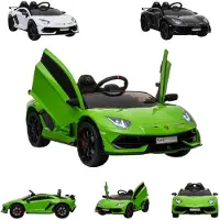 Es-toys Kinder Elektroauto Lamborghini Aventador SVJ, Kunstledersitz, EVA-Reifen grün