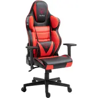 Trisens Chair Racing Chefsessel mit Sportsitz und ergonomsichen 4D-Armlehnen Schreibtischstuhl Drehstuhl,Farbe:Schwarz / Rot ohne Fußstütze