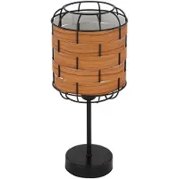 Etc-shop Tischleuchte, Käfig-Design, Holzoptik, braun, H 35cm