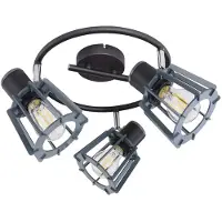 Etc-shop Deckenlampe, 3-Flammig, Holz, graphit, 28 cm