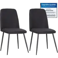 Albatros BONO Stoffstuhl Schwarz– 2er-Set Esszimmerstühle im modernen Retro-Design DEKRA-, pflegeleichter Stoffbezug