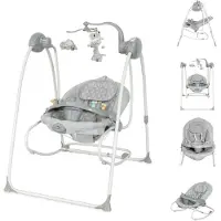 Lorelli Babywippe elektrisch Tango 2 in 1, Fernbedienung, MP3, Timer, Mobile hellgrau