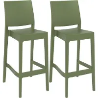 CLP 2er Set Barhocker Maya Kunststoff | Farbe oliv
