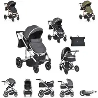 Moni Kombikinderwagen 2 in 1 Thira Babywanne, umbaubar, Sportsitz, Fußabdeckung grau
