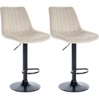 CLP 2er Set Barhocker Toni Samt drehbar und stufenlos höhenverstellbar creme Material Gestell Metall matt schwarz