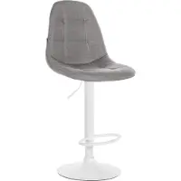 CLP Barhocker Elmore Stoff | Farbe grau Material Gestell Metall matt weiss