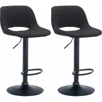 CLP 2er Set Barhocker Camden Stoff drehbar und höhenverstellbar | schwarz Farbe schwarz Material Gestell Metall matt schwarz