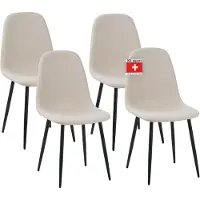 Albatros Esszimmerstuhl BARI mit Stoff Bezug, 4er Set Beige, stilvolles Vintage Design, belastbar mit 110Kg, Polsterstuhl - Moderner Küchenstuhl