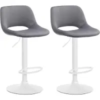 CLP 2er Set Barhocker Camden Samt drehbar und höhenverstellbar | dunkelgrau Farbe dunkelgrau Material Gestell Metall matt weiss